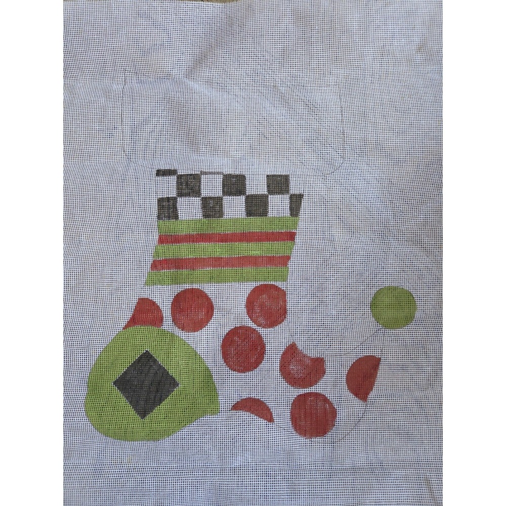 Needlepoint Canvas Christmas Stocking New Hand Painted Needlepoint Canvas Huge - Picture 2 of 9